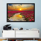 Golden Hour Lotus Field Wall Art