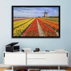 Spring Tulip Fields with Dutch Windmill Wall Art