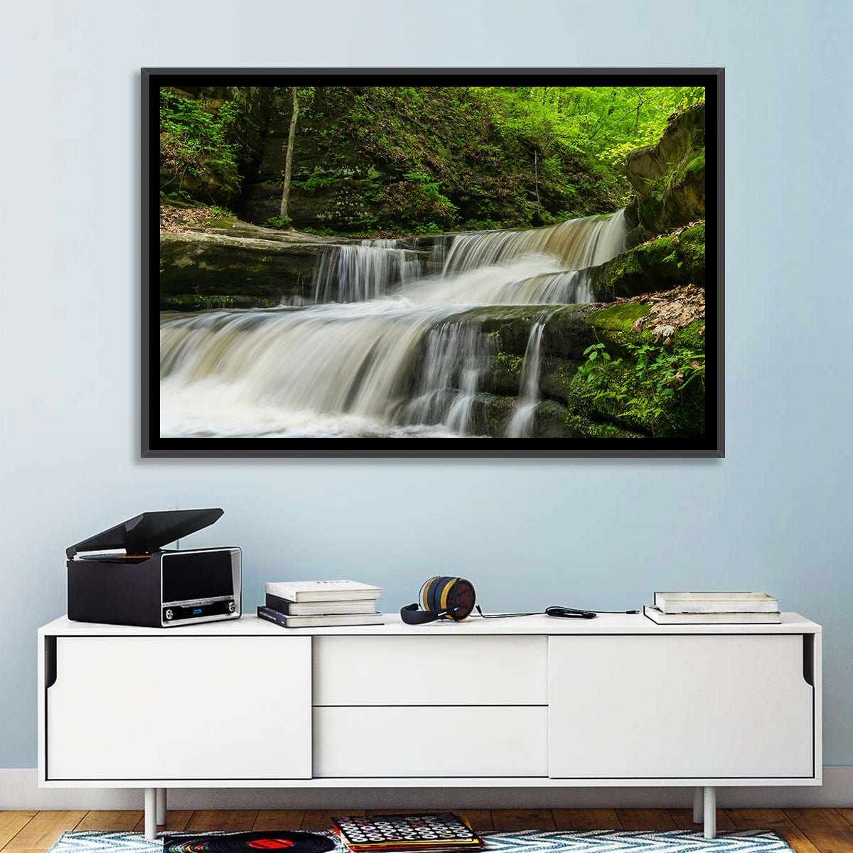 Matthiessen Forest Cascade Wall Art in a room, landscape