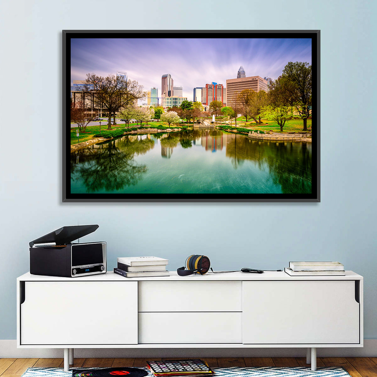 Charlotte Skyline at Marshall Park Wall Art in a room, landscape