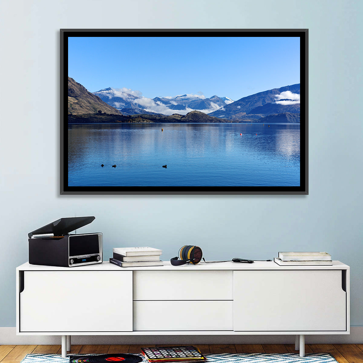 Lake Wanaka Reflections Wall Art in a room, landscape