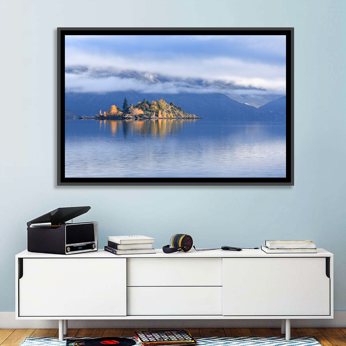 Misty Wanaka Island Reflection Wall Art
