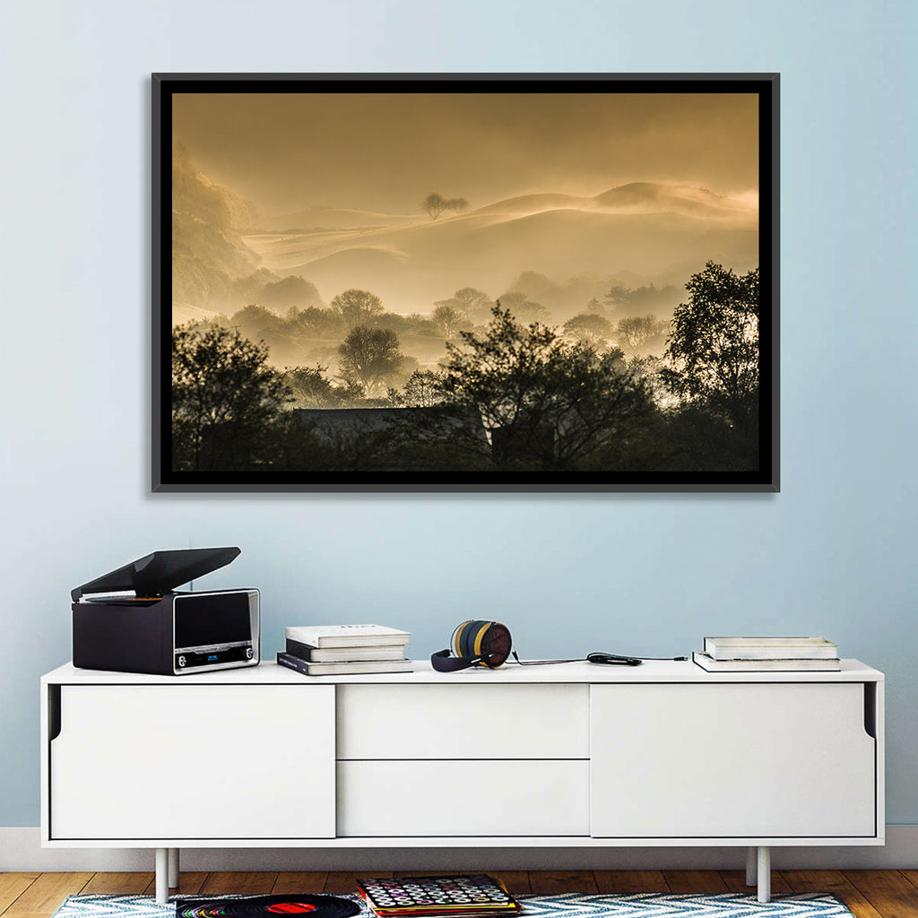 Bronze Morning Mist Over Hills Wall Art