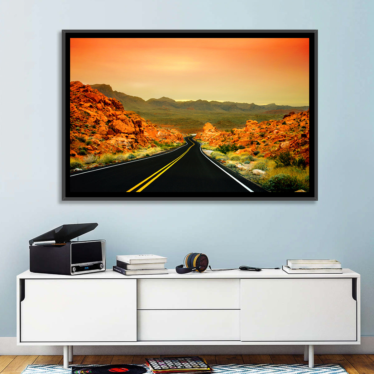 Valley of Fire Ii Road at Sunset Wall Art in a room, landscape