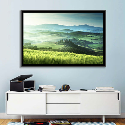 Misty Rolling Hills with Cypresses Wall Art