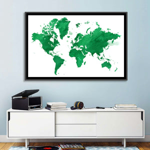 Green World Map Wall Art