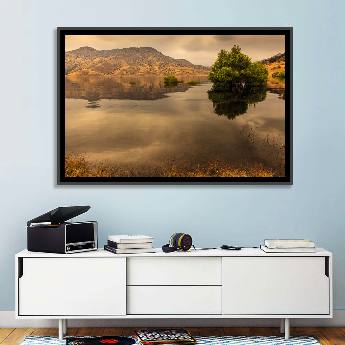 Lake Kaweah Golden Hour Reflection Wall Art