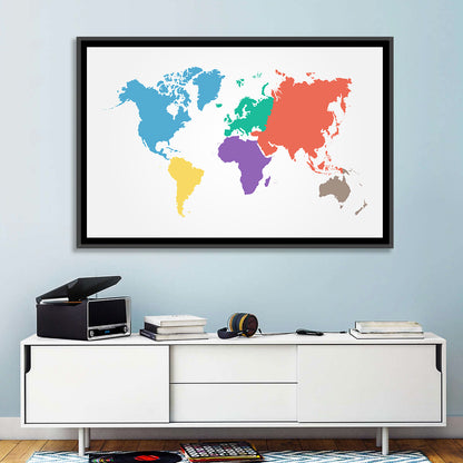 World Continents Map Wall Art