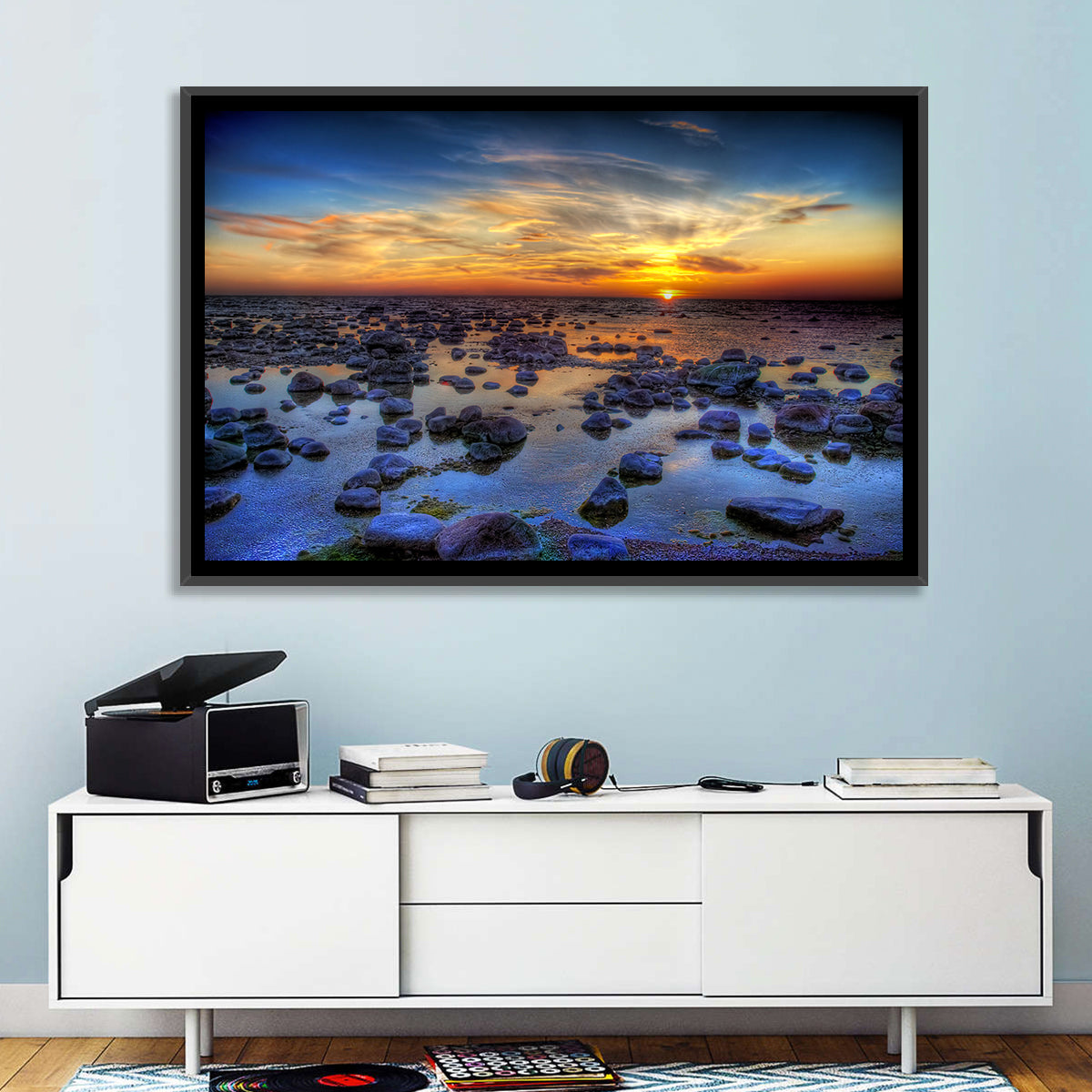 Sea Stones at Sunset Wall Art