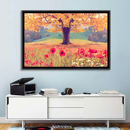 Autumn Tree and Poppy Field Wall Art