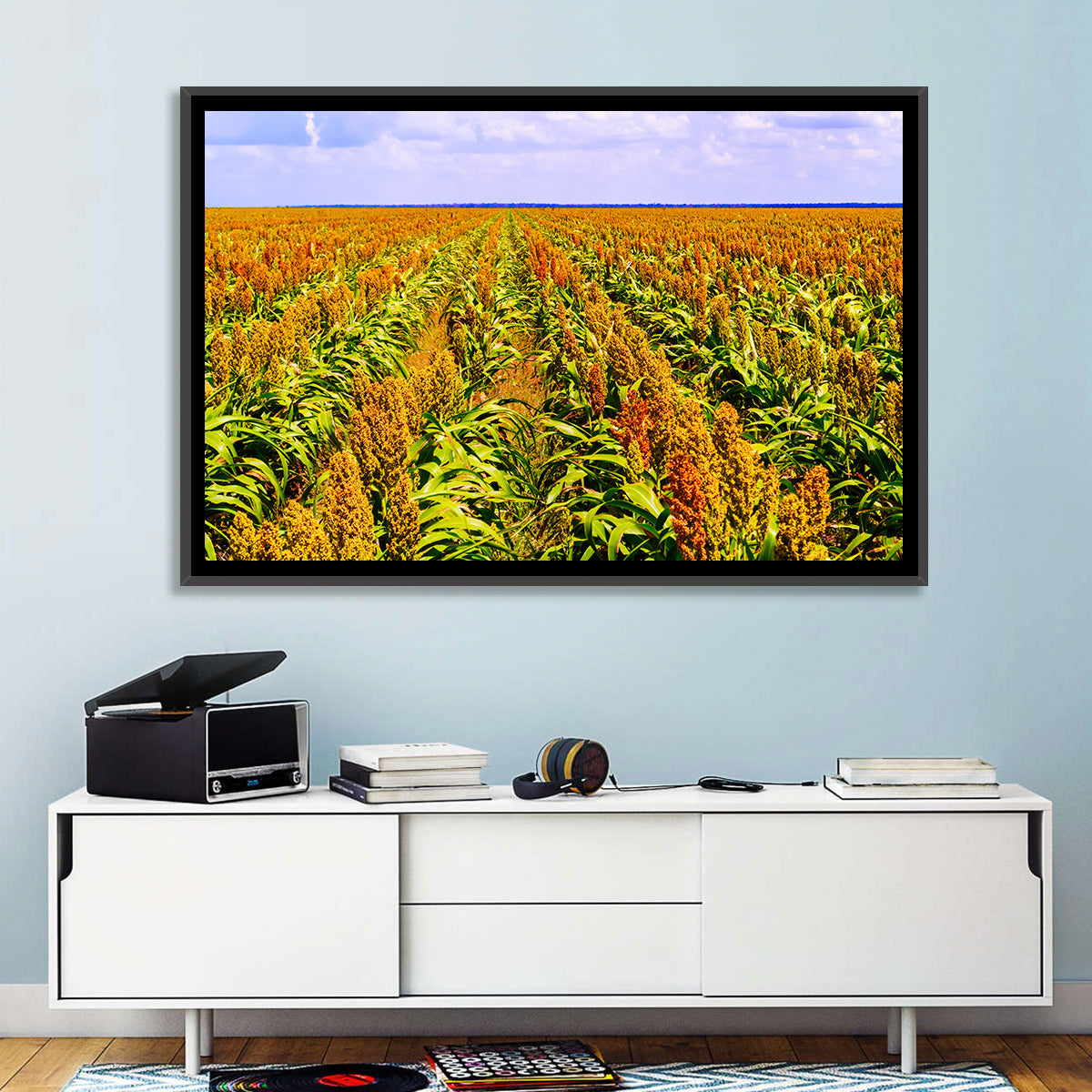 Sorghum Field Wall Art in a room, landscape