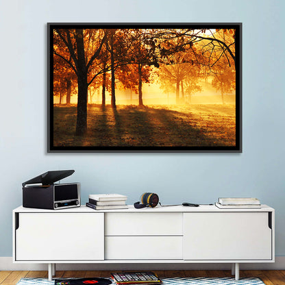 Autumn Sunbeams Through Fog Wall Art