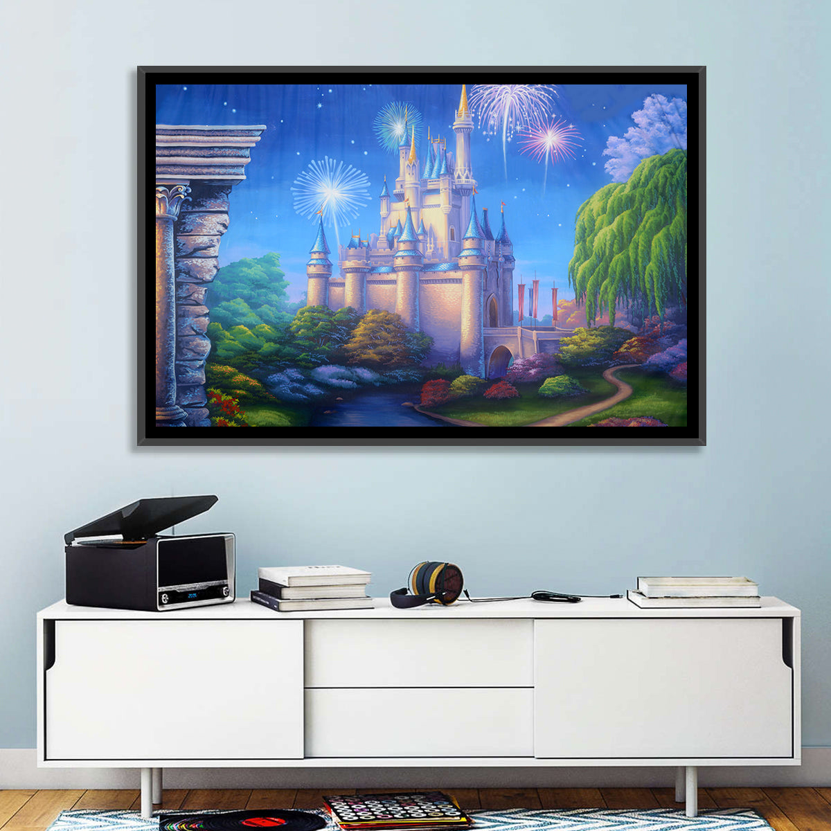Cinderella Castle Fireworks Illustration Wall Art