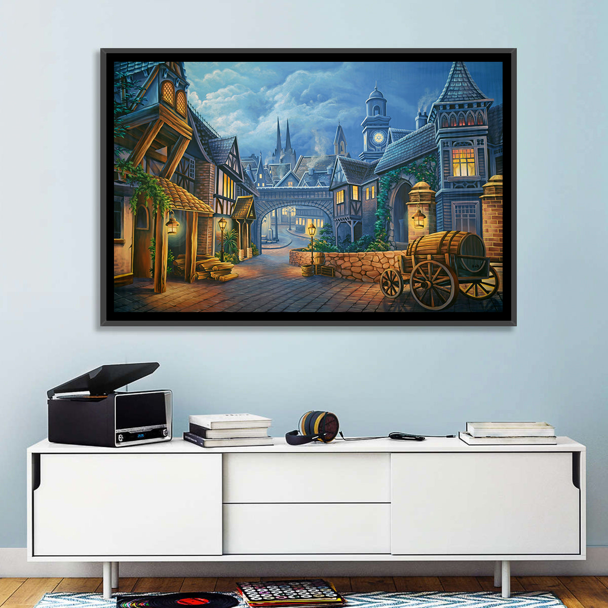 Victorian London Cobblestone Street Wall Art