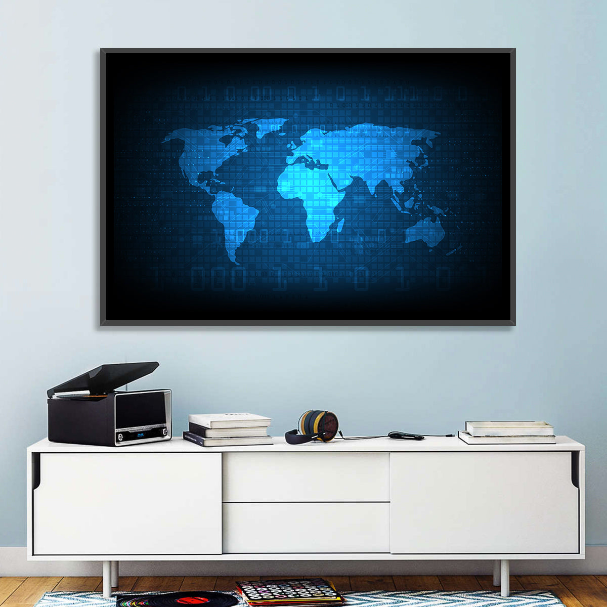 Digital World Map Wall Art