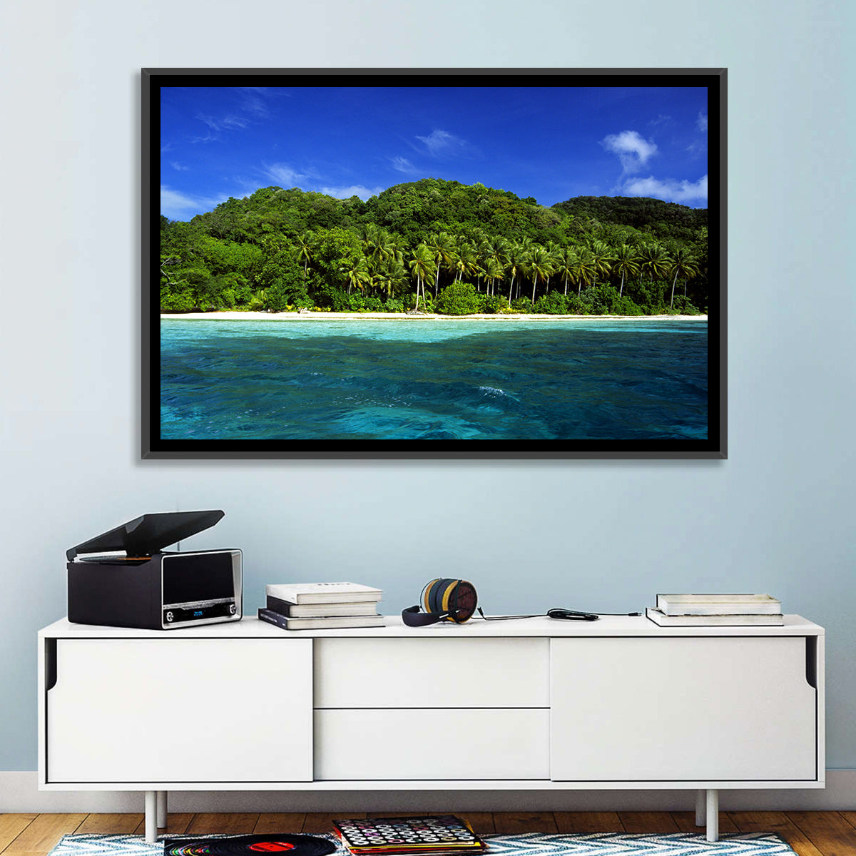 Turquoise Tropical Island Scene Wall Art