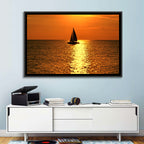 Sailboat Silhouette at Golden Sunset Wall Art