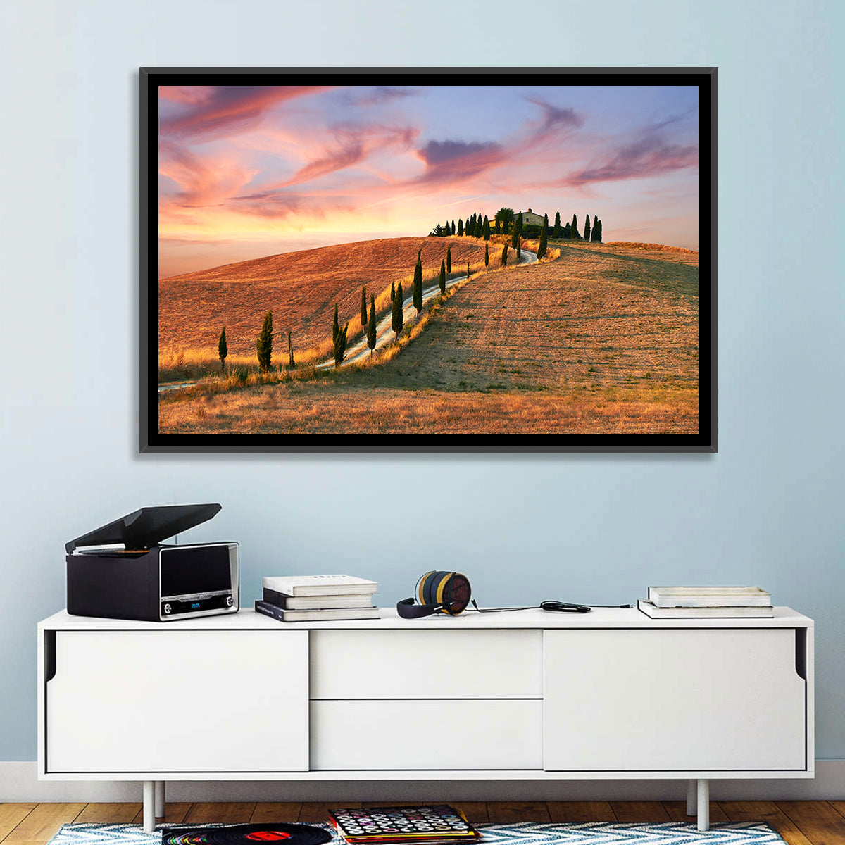 Tuscan Hilltop Road at Dusk Wall Art