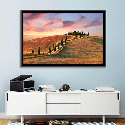 Tuscan Hilltop Road at Dusk Wall Art