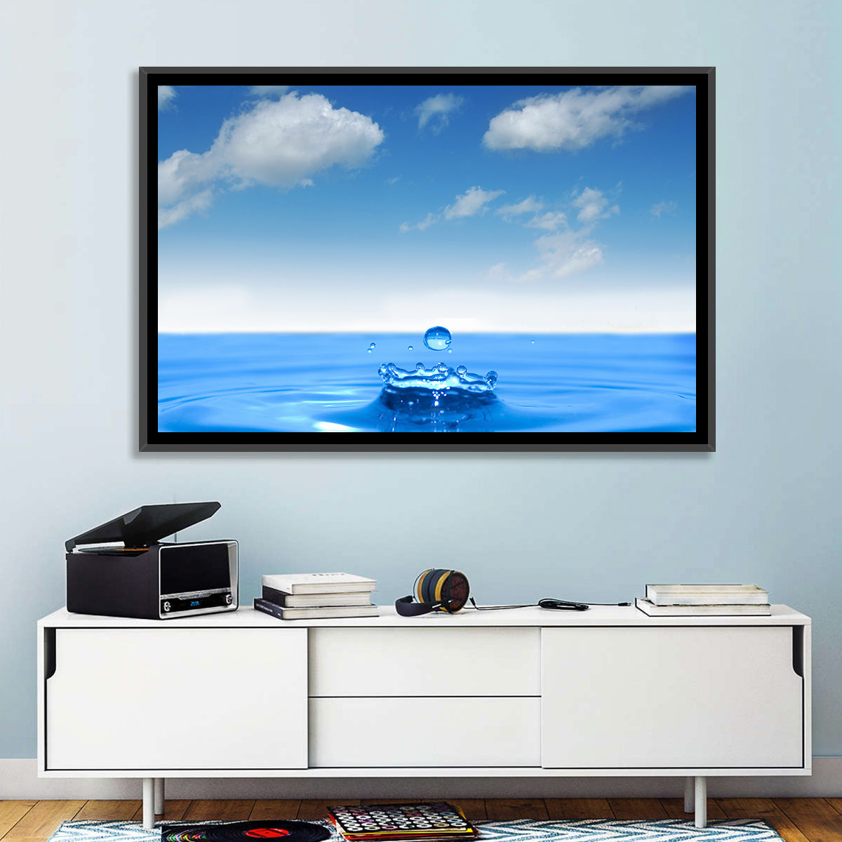 Ocean Water Drop Wall Art in a room, landscape