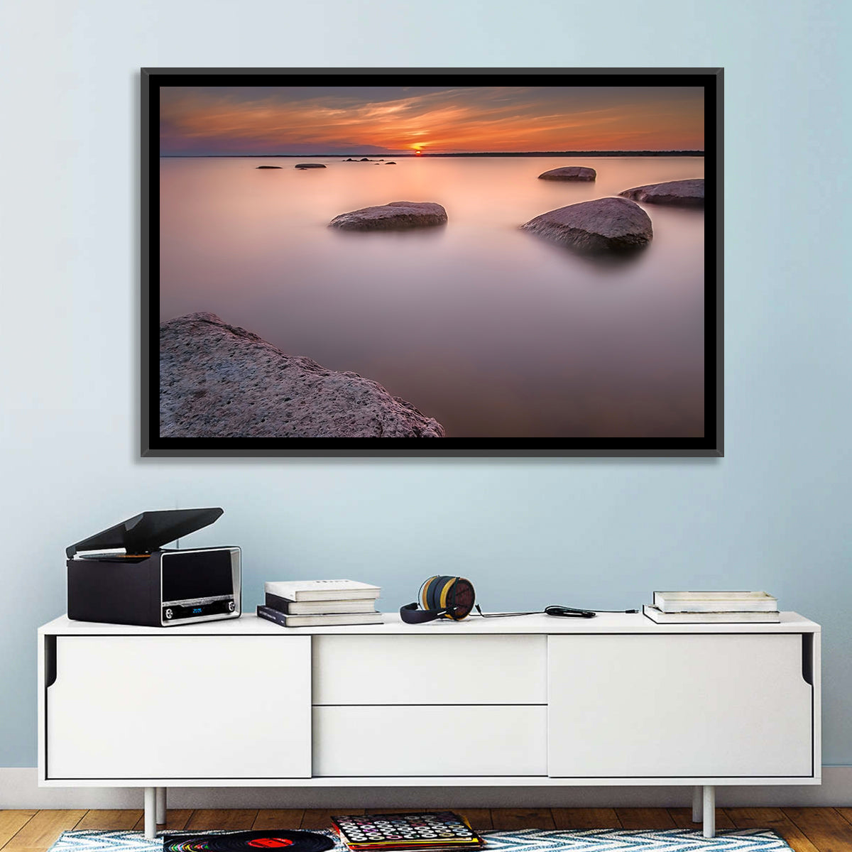 Lake Peipsi Sunset with Rocks Wall Art
