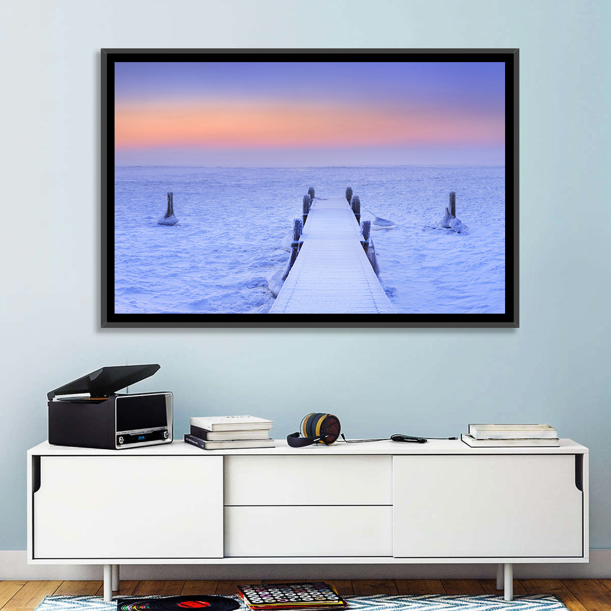 Frosted Jetty at Sunrise Wall Art