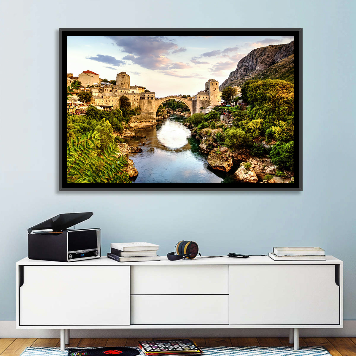 Stari Most Bridge, Mostar Wall Art in a room, landscape