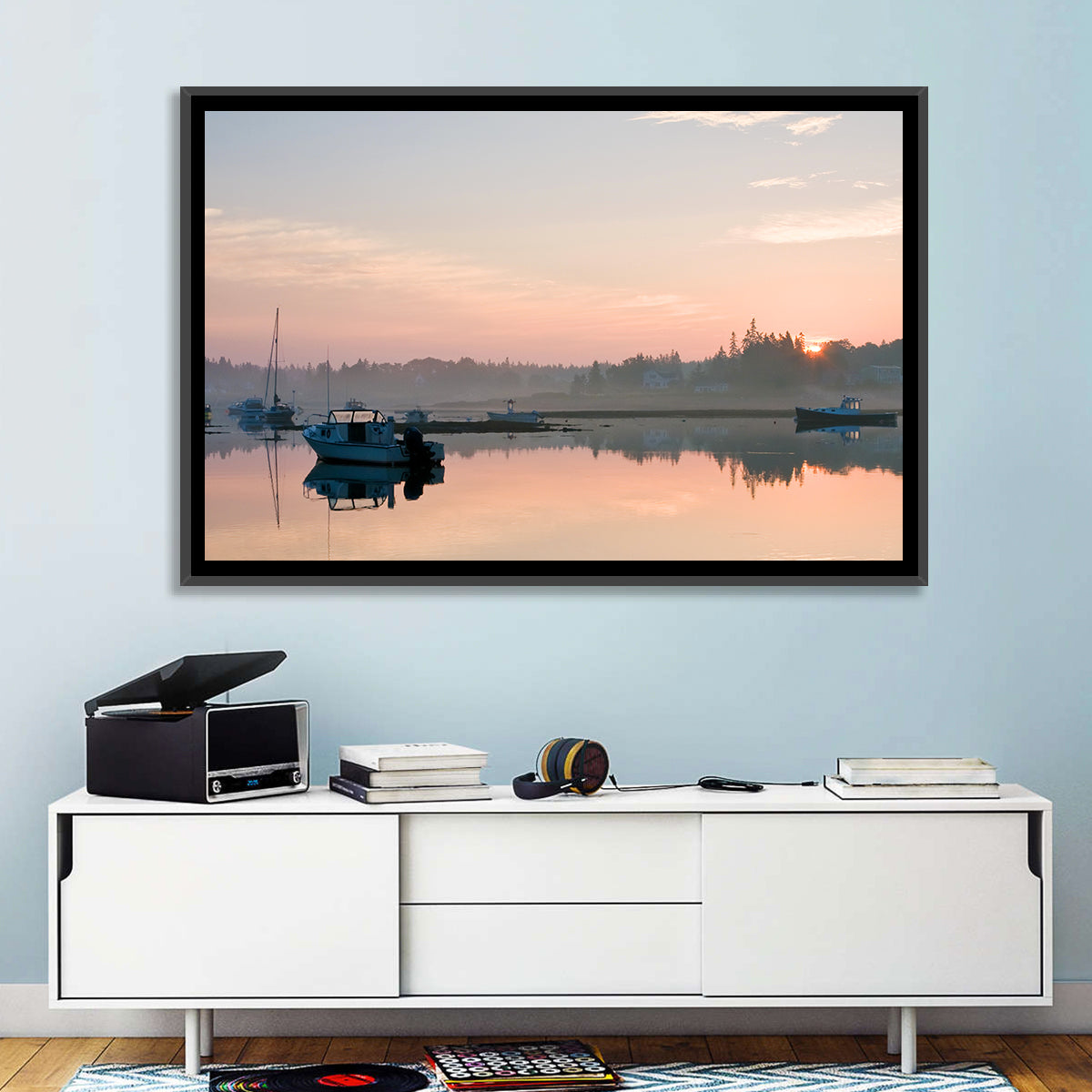 Bass Harbor Sunrise Wall Art in a room, landscape