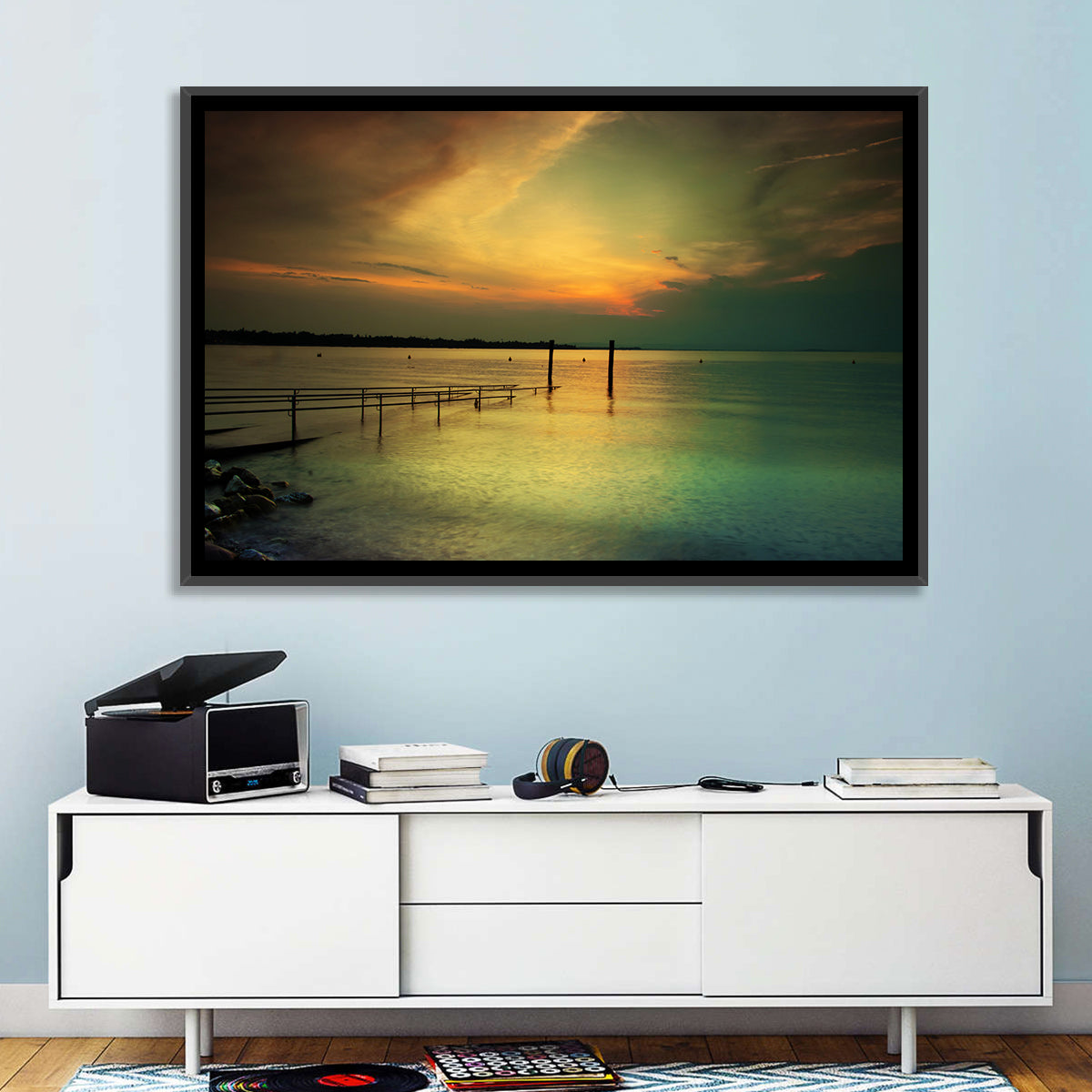 Lake Garda Sunset Pier Wall Art