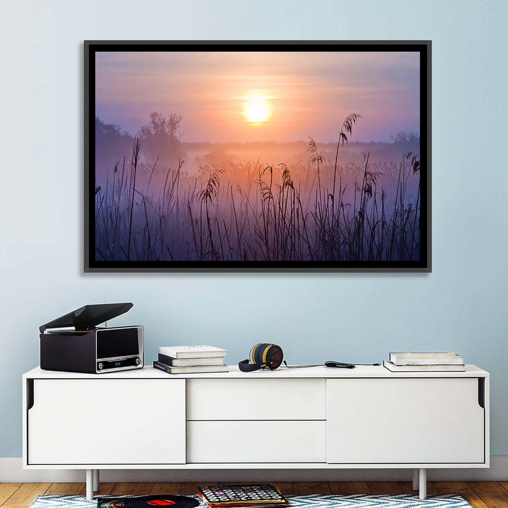 Lavender Sunrise Over Reeds Wall Art