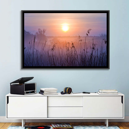 Lavender Sunrise Over Reeds Wall Art
