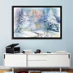 Winding Winter Stream Watercolor Wall Art