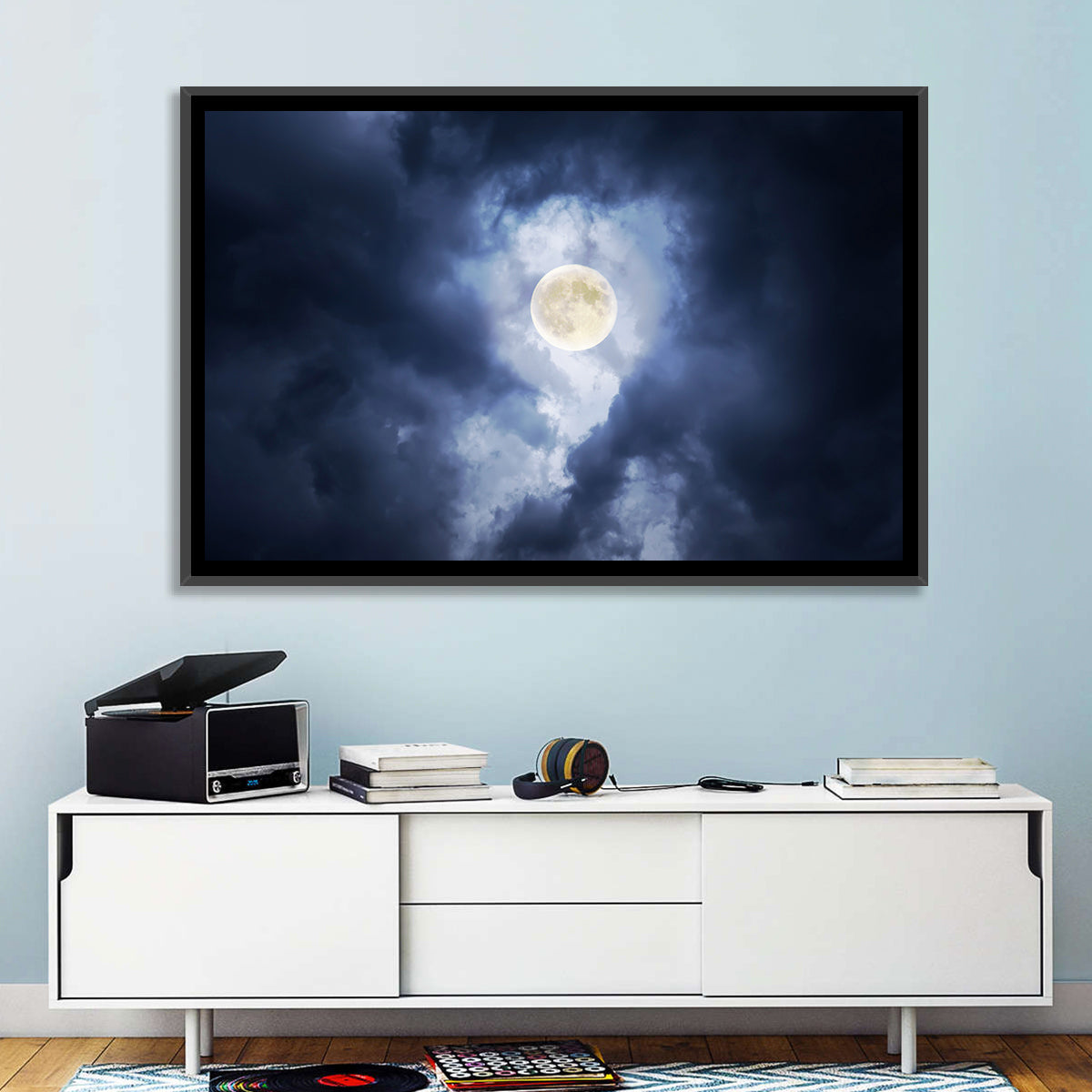 Supermoon Through Storm Clouds Wall Art