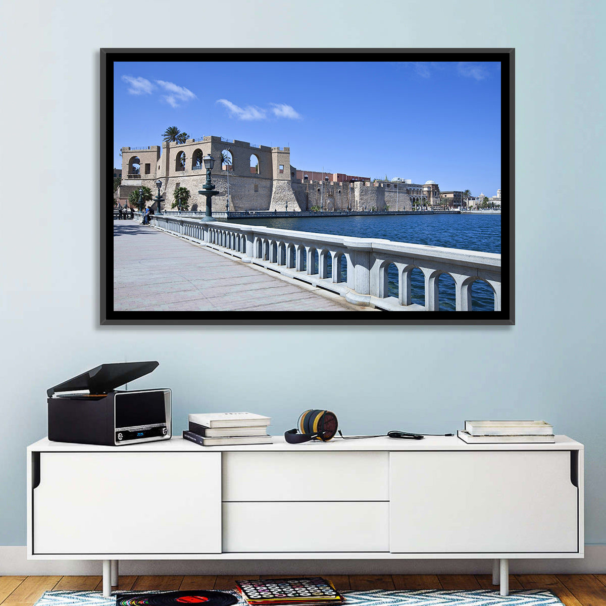 Red Fort Waterfront Wall Art in a room, landscape