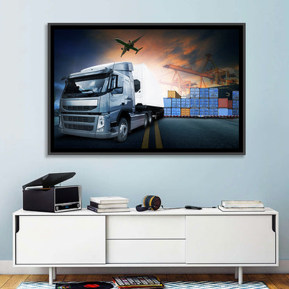 Sunset Freight Terminal Truck Scene Wall Art