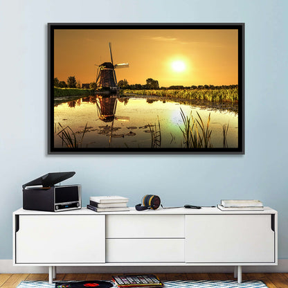 Dutch Windmill at Golden Hour Wall Art