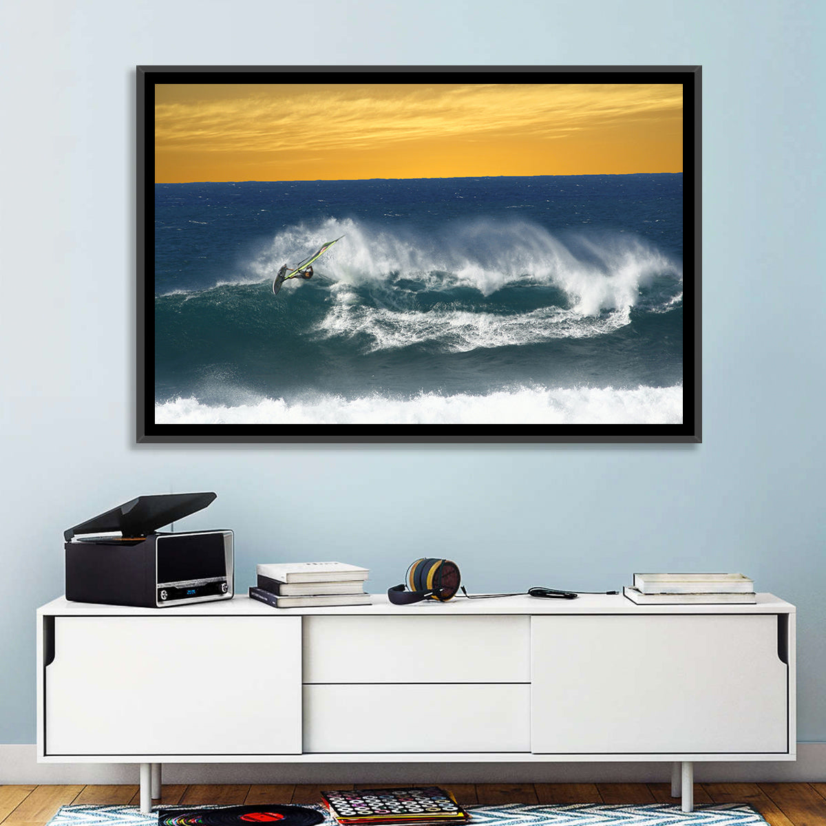 Windsurfer at Golden Wave Wall Art