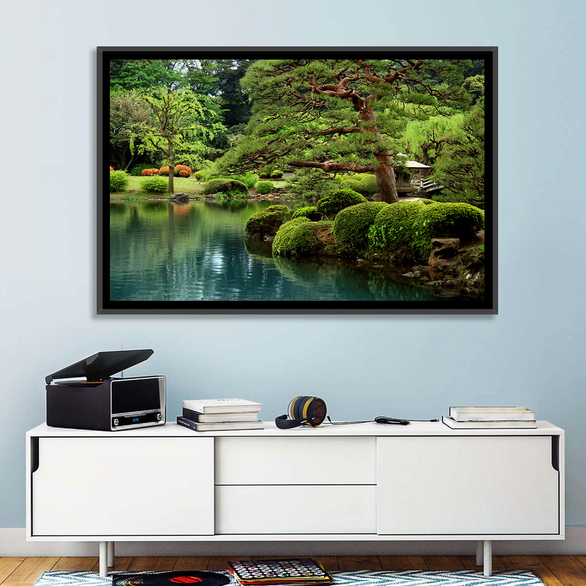 Pond & Bonzai Trees Wall Art