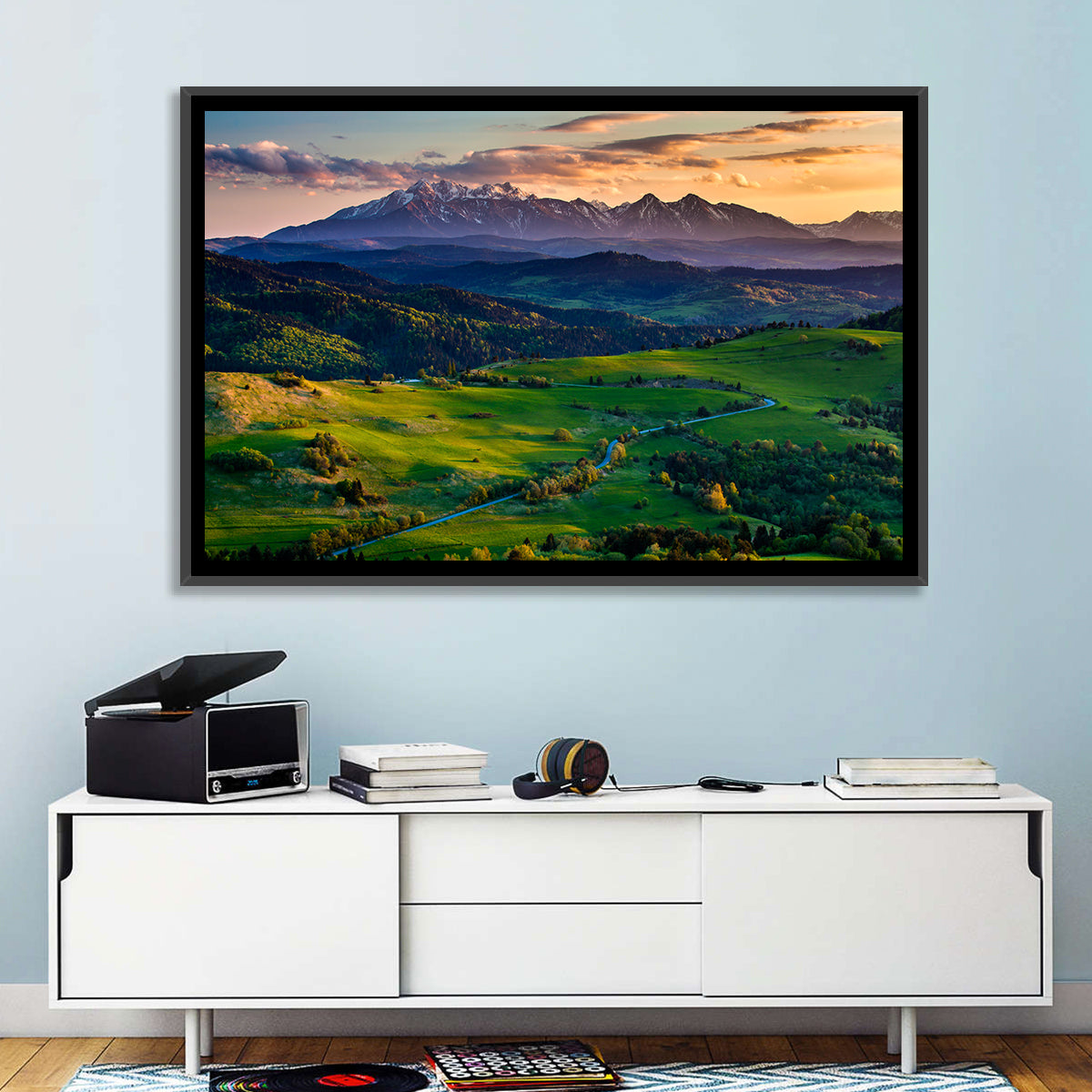 Tatras Golden Hour Vista Wall Art in a room, landscape