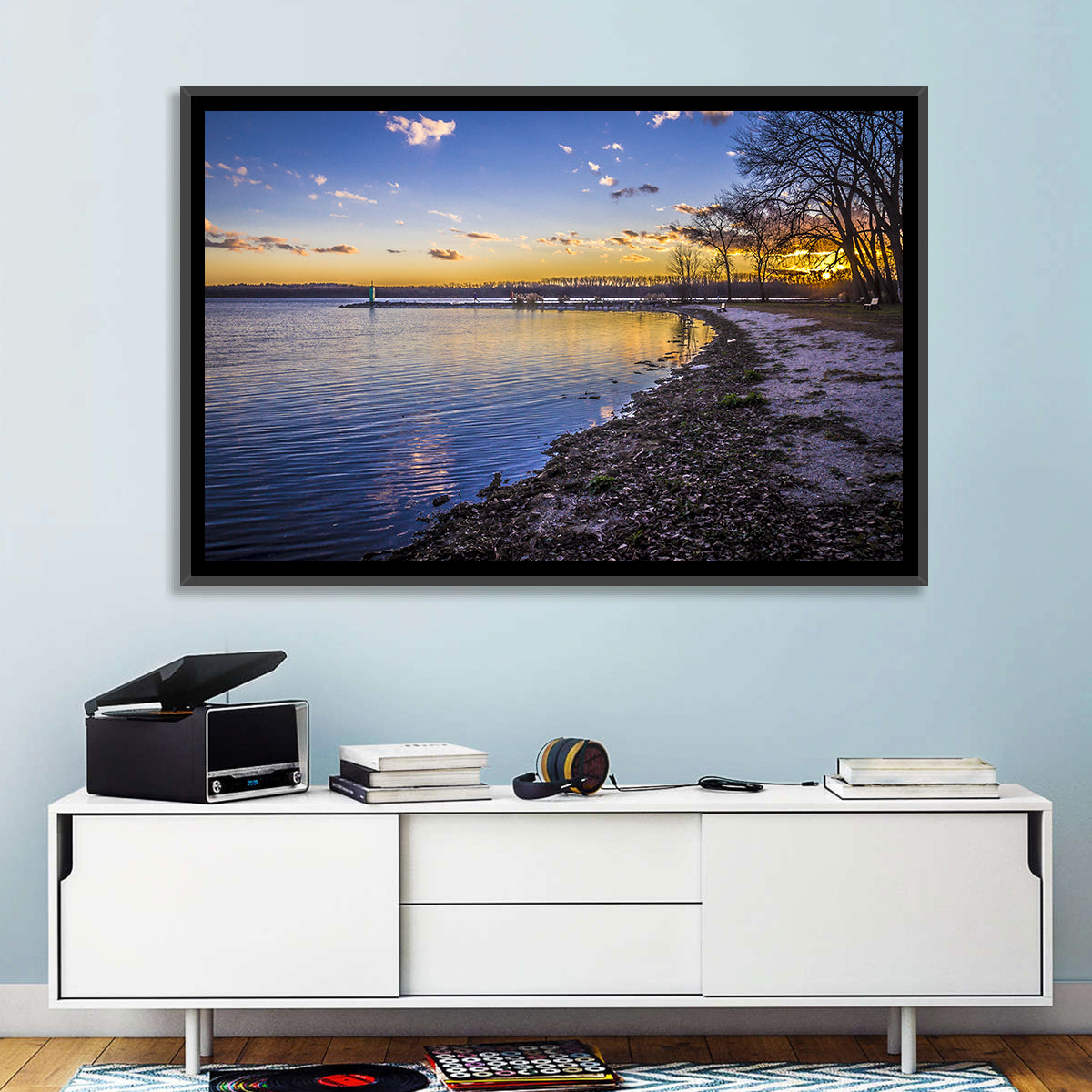 Onondaga Lake Sunset Wall Art in a room, landscape