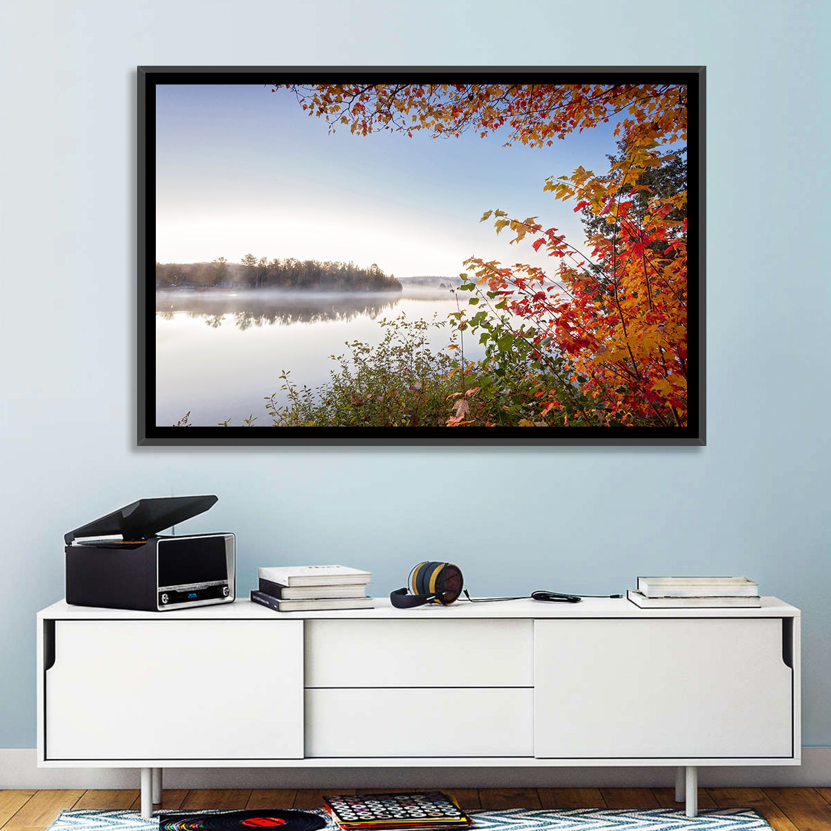 Algonquin Morning Mist Wall Art in a room, landscape