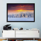 Snowy Forest Sunset Wall Art