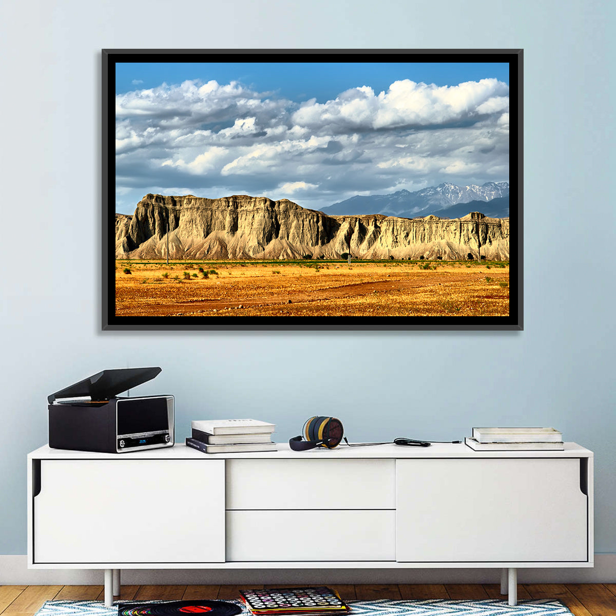 Snake Mountain Ridge Cliffs Wall Art in a room, landscape