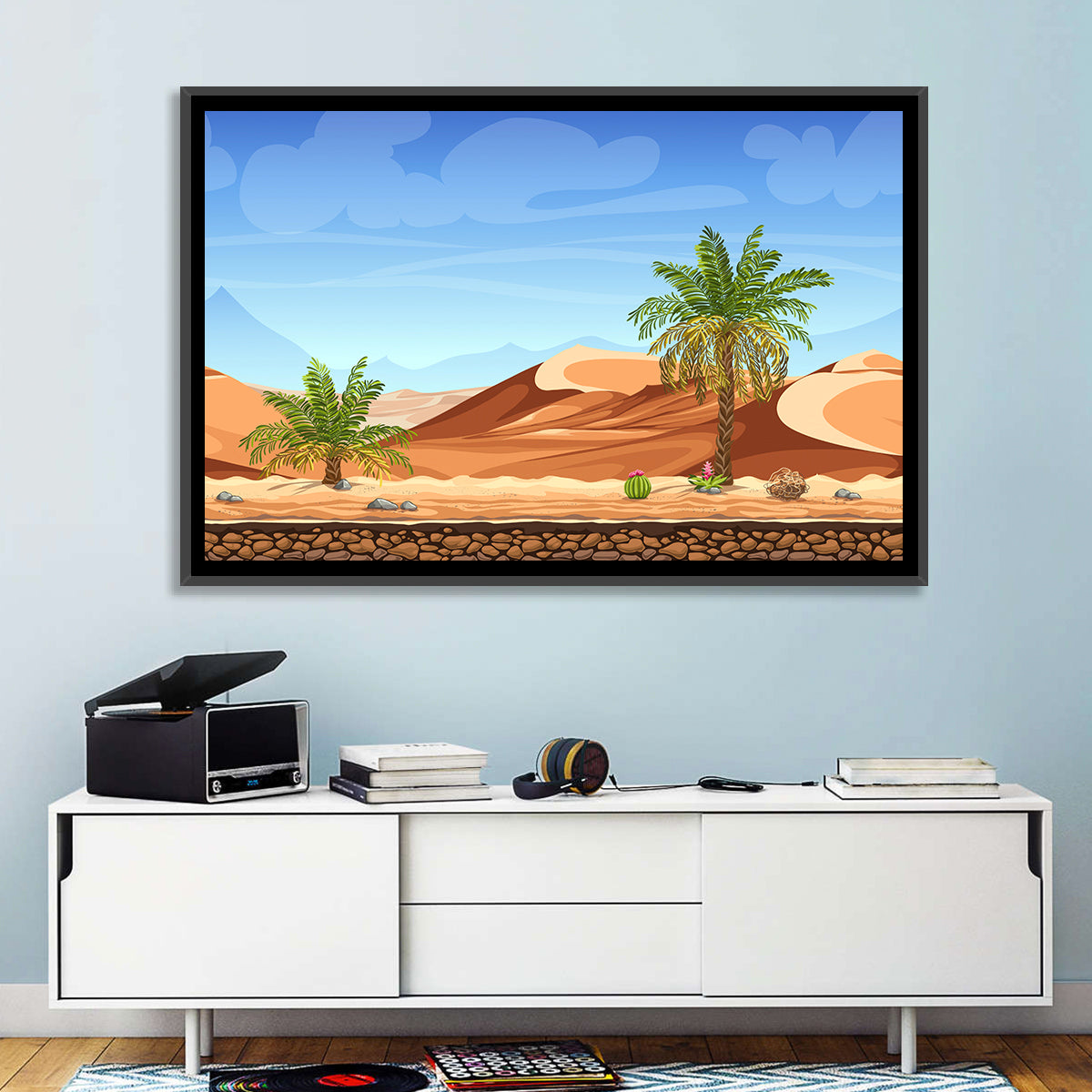 Digital Desertscape Wall Art in a room, landscape