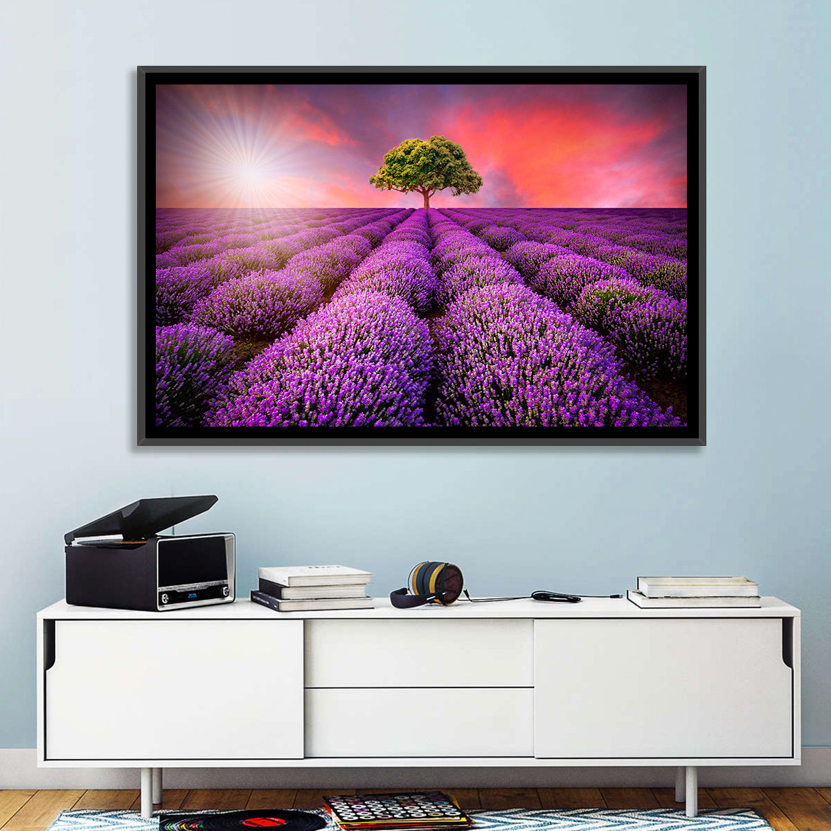 Sunset Over Lavender Fields Wall Art