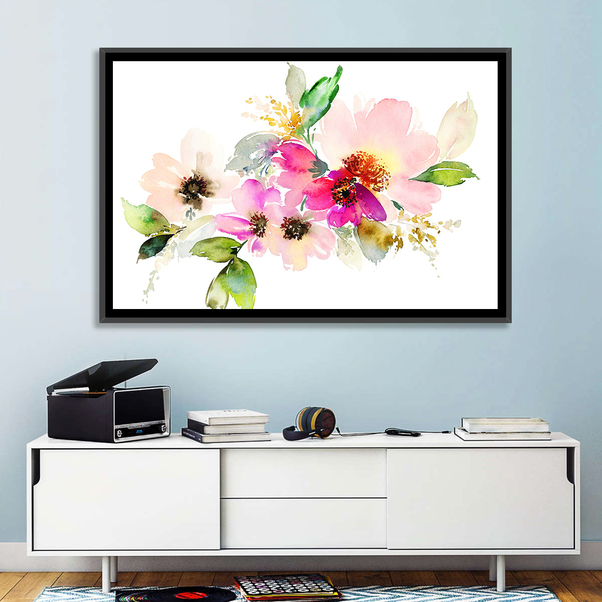 Delicate Pink Floral Watercolor Wall Art