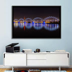 Riga Railway Bridge Nightscape Wall Art