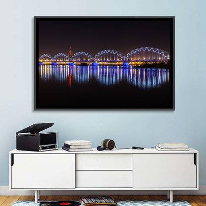 Riga Railway Bridge Nightscape Wall Art