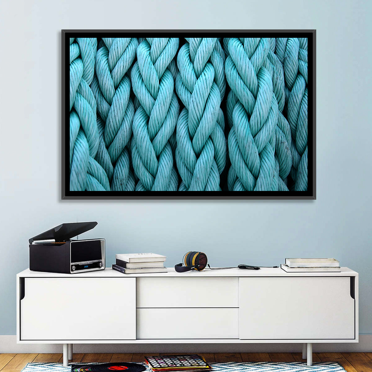 Turquoise Nautical Rope Close-up Wall Art