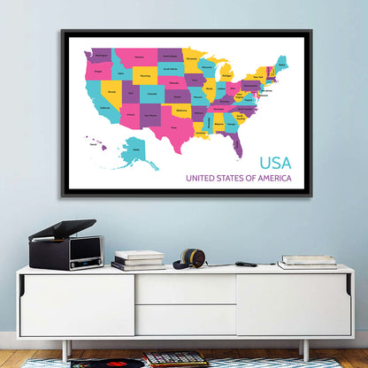 Detailed United States Map Wall Art